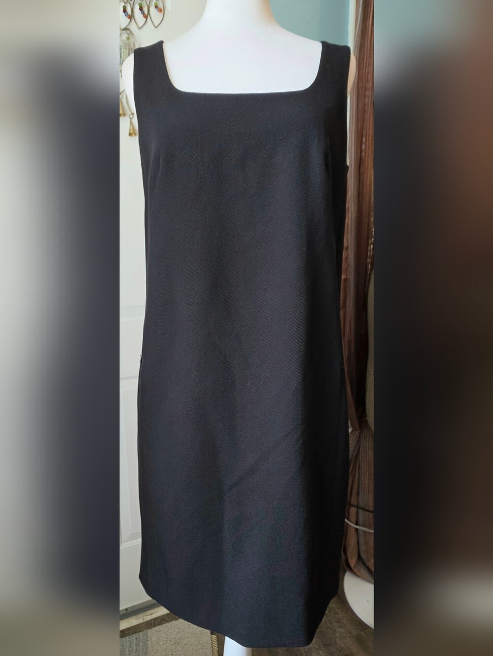 Akris Punto Ribbed Wool Midi Mod Inspired Shift Dress Womens 6 Black Classic Lux - Picture 2 of 14